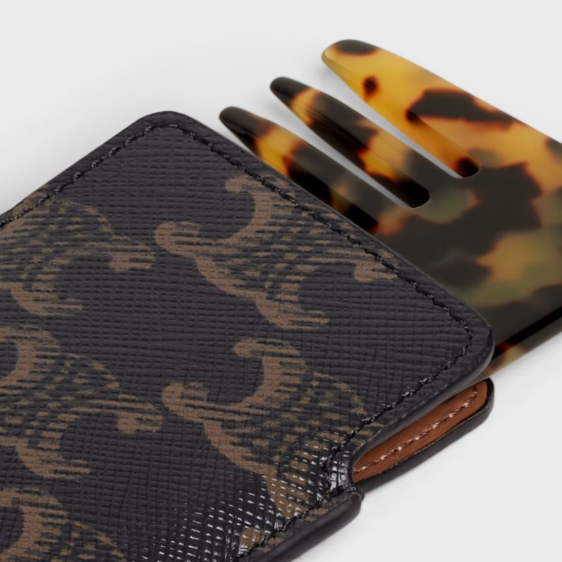 μικρή χτένα μαλλιών σε καμβά θριάμβου άνδρες CELINE 640PT1614 αξεσουάρ μαύρο/μαύρισμα