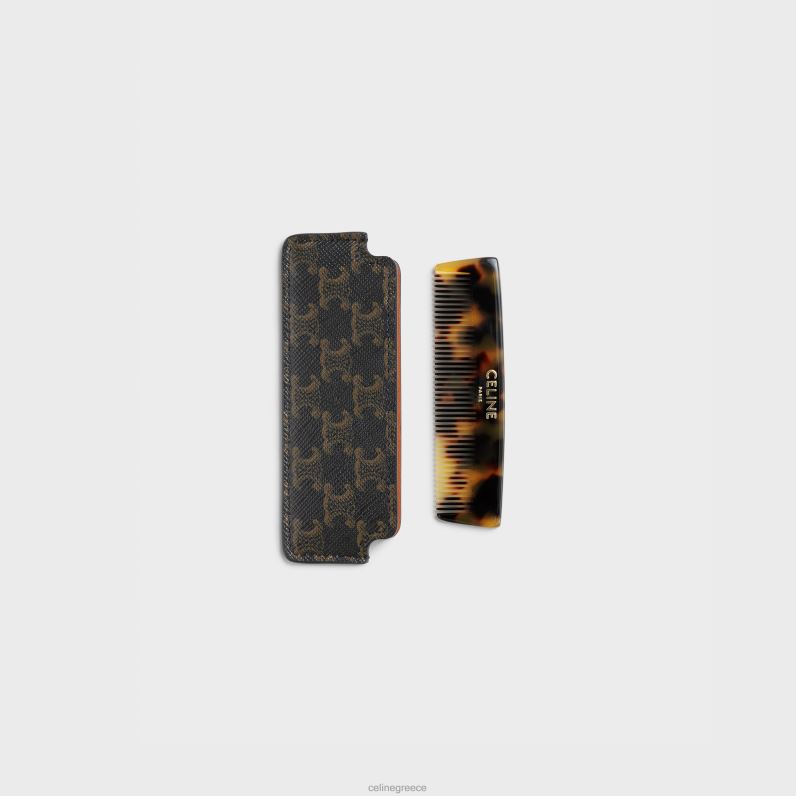 χτένα μουστάκι με θήκη σε καμβά θριάμβου άνδρες CELINE 640PT1616 αξεσουάρ μαύρο/μαύρισμα