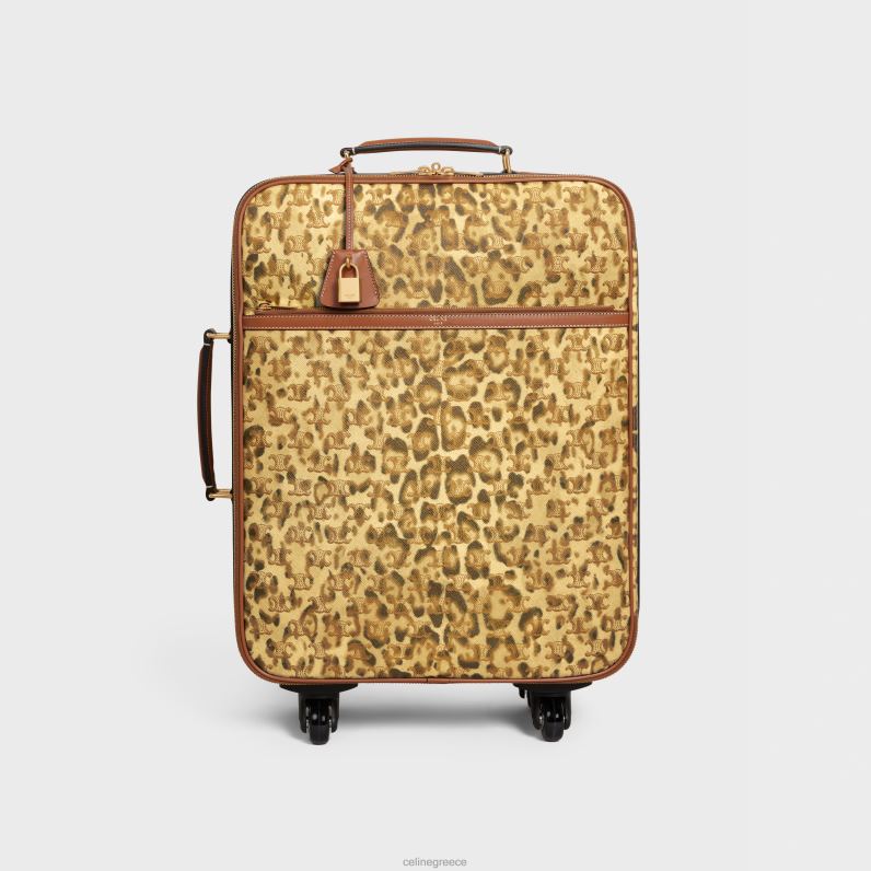 μικρό καροτσάκι σε καμβά θριάμβου με στάμπα & δέρμα μοσχαριού άνδρες CELINE 640PT1625 αξεσουάρ λεοπάρδαλη