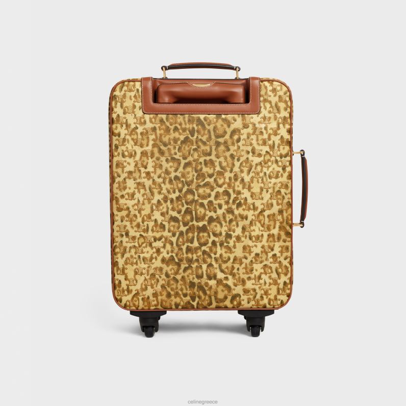 μικρό καροτσάκι σε καμβά θριάμβου με στάμπα & δέρμα μοσχαριού άνδρες CELINE 640PT1625 αξεσουάρ λεοπάρδαλη