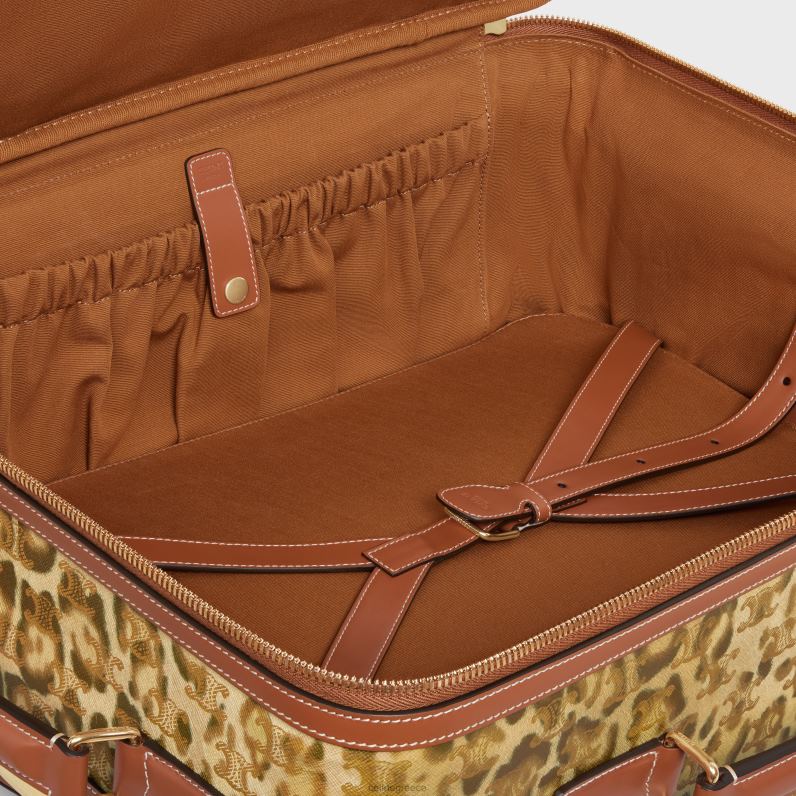 μικρό καροτσάκι σε καμβά θριάμβου με στάμπα & δέρμα μοσχαριού άνδρες CELINE 640PT1625 αξεσουάρ λεοπάρδαλη