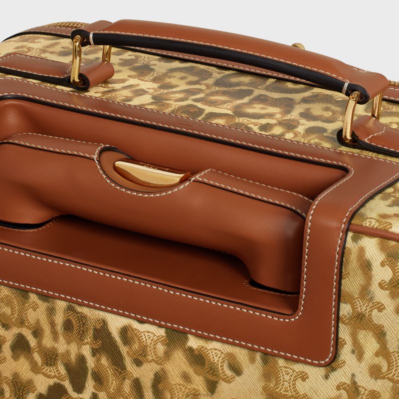 μικρό καροτσάκι σε καμβά θριάμβου με στάμπα & δέρμα μοσχαριού άνδρες CELINE 640PT1625 αξεσουάρ λεοπάρδαλη