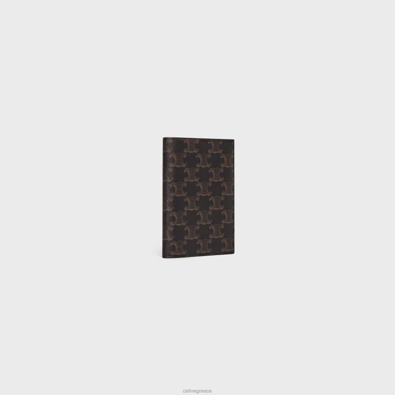 κάλυμμα διαβατηρίου σε καμβά θριάμβου άνδρες CELINE 640PT1627 αξεσουάρ μαύρο/μαύρισμα