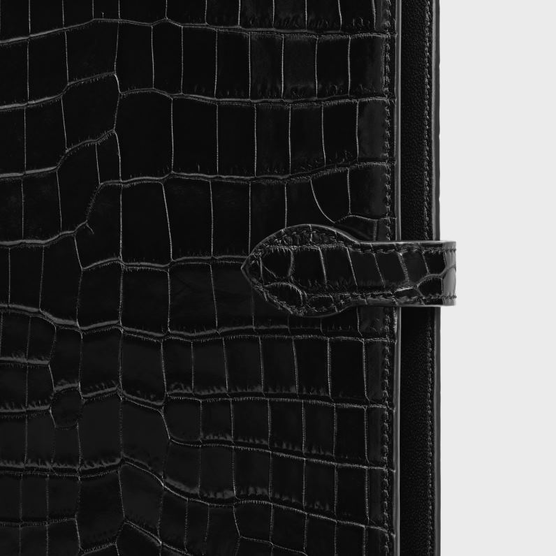 μεσαίο εξώφυλλο σημειωματάριου σε κροκόδειλο άνδρες CELINE 640PT1639 αξεσουάρ μαύρος