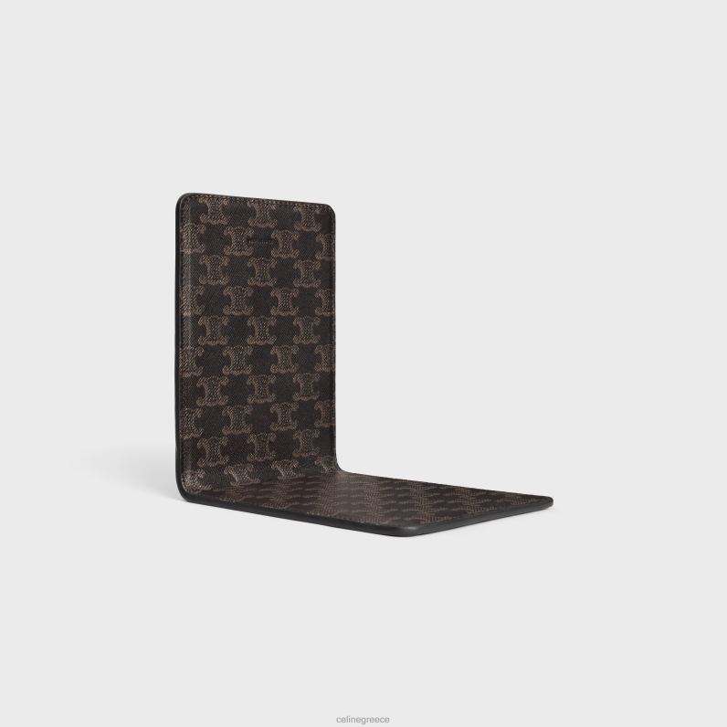 βιβλιοθήκη από δέρμα αρνιού με τύπωμα καμβά θριάμβου άνδρες CELINE 640PT1656 αξεσουάρ μαύρο/μαύρισμα