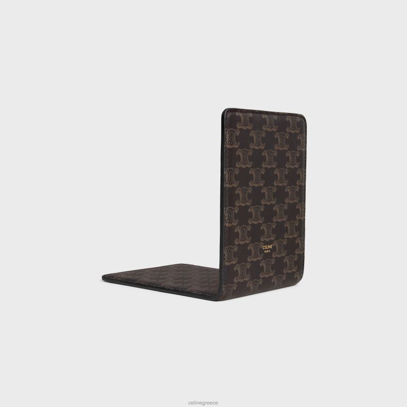 βιβλιοθήκη από δέρμα αρνιού με τύπωμα καμβά θριάμβου άνδρες CELINE 640PT1656 αξεσουάρ μαύρο/μαύρισμα