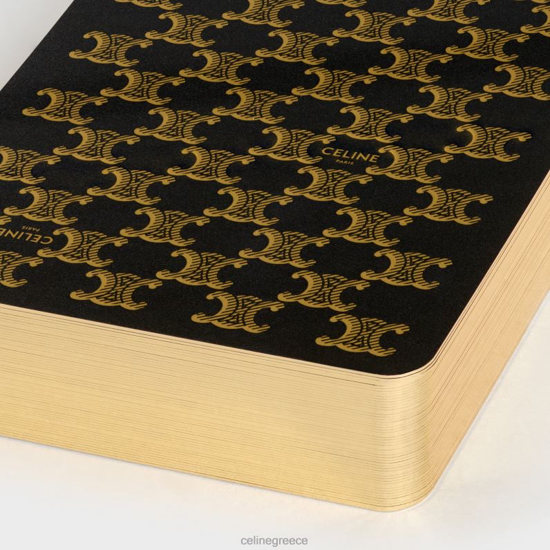 θήκη για τραπουλόχαρτα σε καμβά θριάμβου & δέρμα αρνιού άνδρες CELINE 640PT1670 αξεσουάρ μαύρος