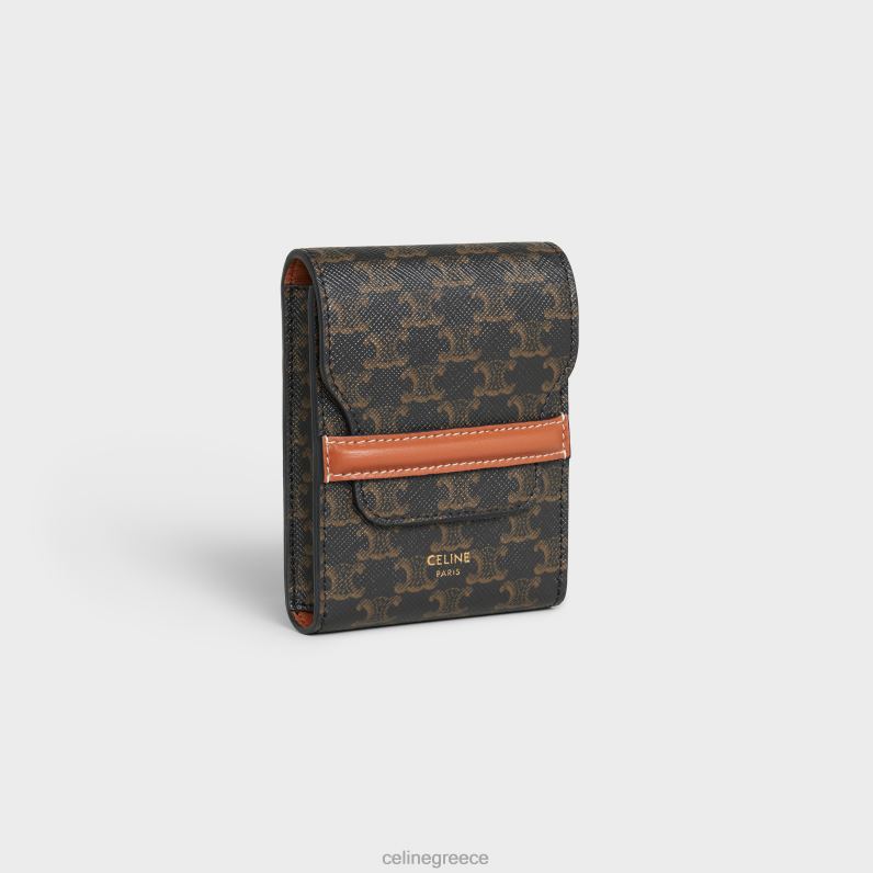 θήκη για τραπουλόχαρτα σε καμβά θριάμβου & δέρμα αρνιού άνδρες CELINE 640PT1670 αξεσουάρ μαύρος