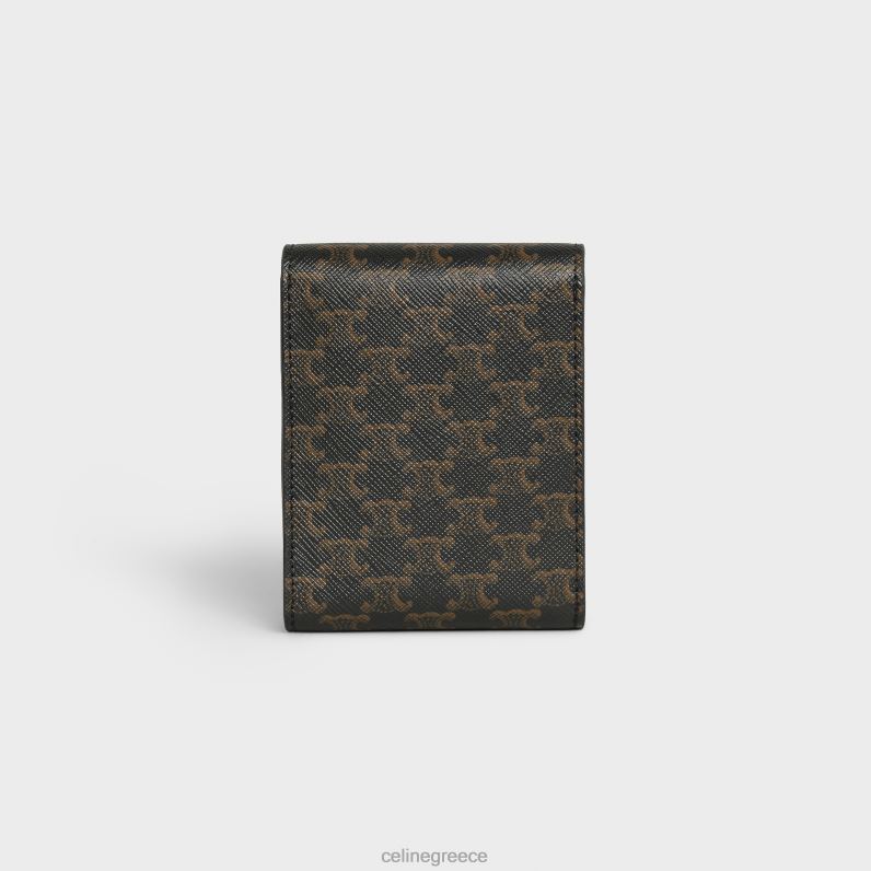 θήκη για τραπουλόχαρτα σε καμβά θριάμβου & δέρμα αρνιού άνδρες CELINE 640PT1670 αξεσουάρ μαύρος