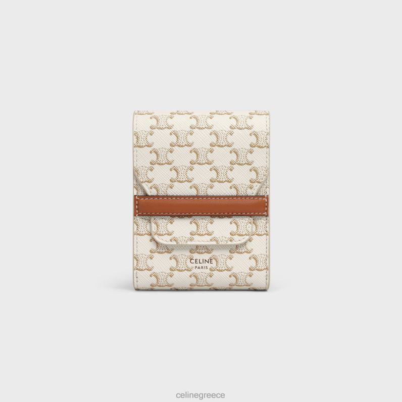 θήκη για τραπουλόχαρτα σε καμβά θριάμβου & δέρμα αρνιού άνδρες CELINE 640PT1671 αξεσουάρ άσπρο