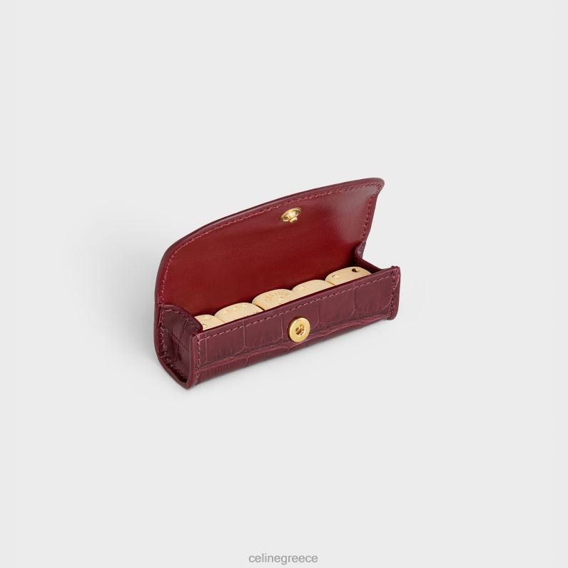 θήκη με ζάρια σε αλιγάτορα άνδρες CELINE 640PT1673 αξεσουάρ Βουργουνδία
