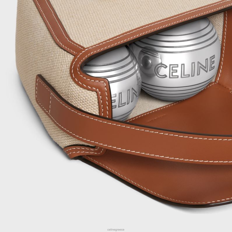 Παιχνίδι πετάνκ σε υφάσματα και δέρμα μοσχαριού άνδρες CELINE 640PT1685 αξεσουάρ φυσικός/μαύρισμα