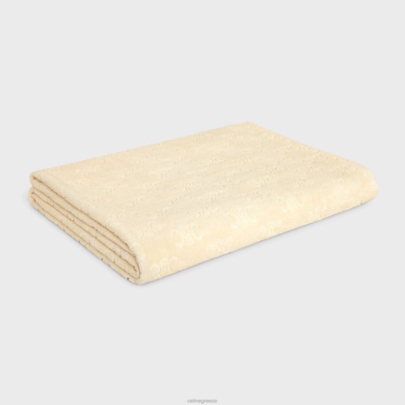 πετσέτα θαλάσσης σε μονόγραμμα βαμβάκι άνδρες CELINE 640PT1691 αξεσουάρ εκρού