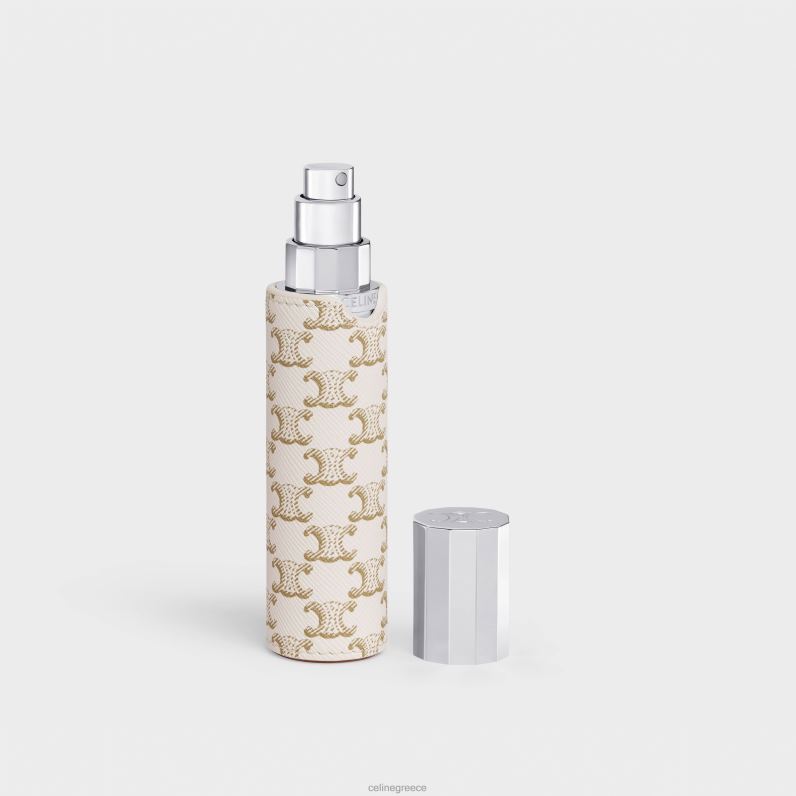 θήκη σπρέι ταξιδιού σε καμβά triomphe & δέρμα μοσχαριού άνδρες CELINE 640PT1455 αξεσουάρ άσπρο