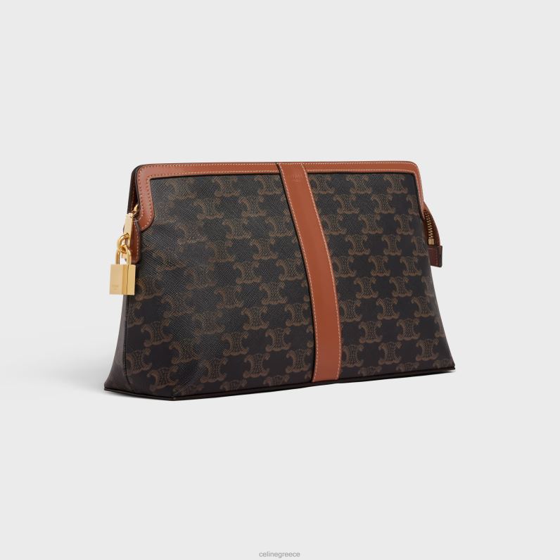 Θήκη περιποίησης με κλειδαριά σε καμβά triomphe & δέρμα μοσχαριού άνδρες CELINE 640PT1487 αξεσουάρ βυρσοδέψω