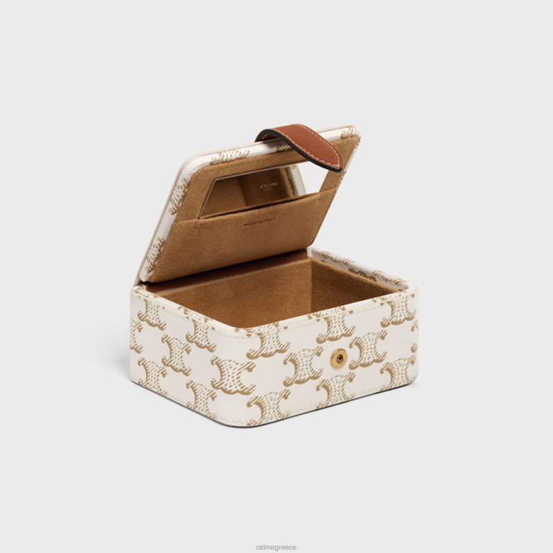 Μικρή κοσμηματοθήκη σε καμβά triomphe & δέρμα μοσχαριού άνδρες CELINE 640PT1564 αξεσουάρ άσπρο