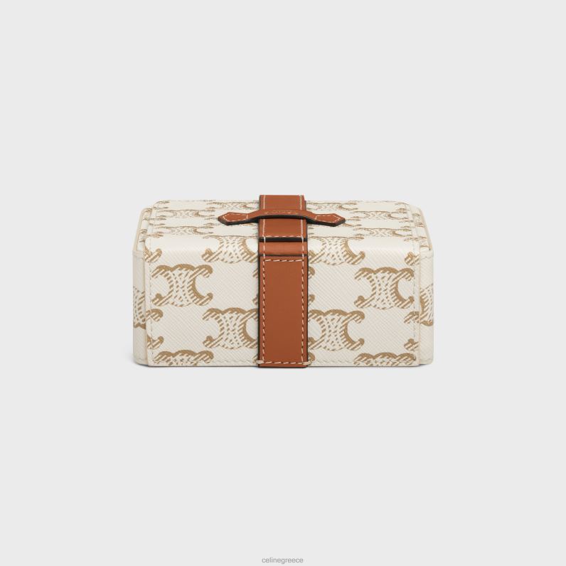Μικρή κοσμηματοθήκη σε καμβά triomphe & δέρμα μοσχαριού άνδρες CELINE 640PT1564 αξεσουάρ άσπρο