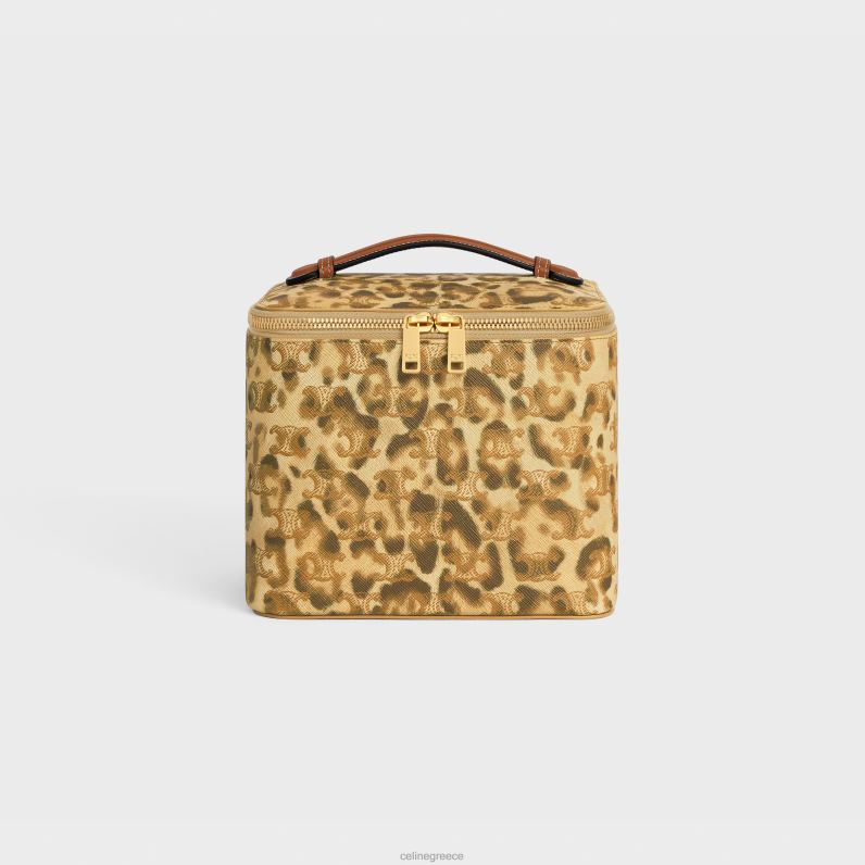 τετράγωνο νεσεσέρ σε καμβά triomphe με στάμπα & δέρμα μοσχαριού άνδρες CELINE 640PT1566 αξεσουάρ λεοπάρδαλη