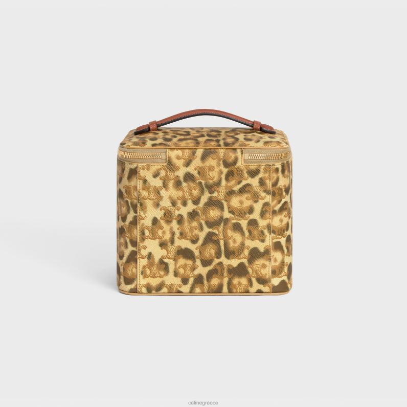 τετράγωνο νεσεσέρ σε καμβά triomphe με στάμπα & δέρμα μοσχαριού άνδρες CELINE 640PT1566 αξεσουάρ λεοπάρδαλη