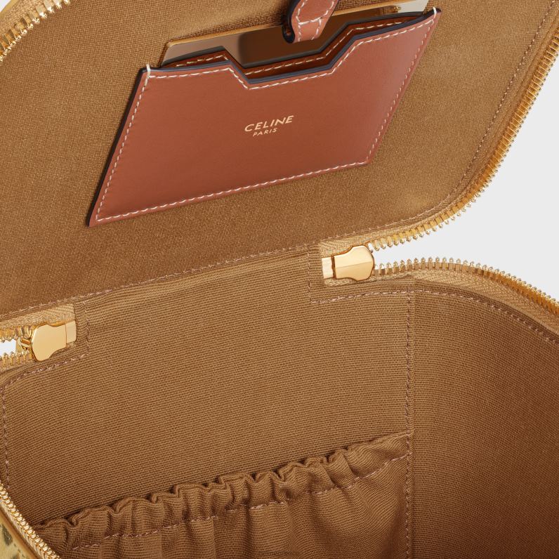 τετράγωνο νεσεσέρ σε καμβά triomphe με στάμπα & δέρμα μοσχαριού άνδρες CELINE 640PT1566 αξεσουάρ λεοπάρδαλη