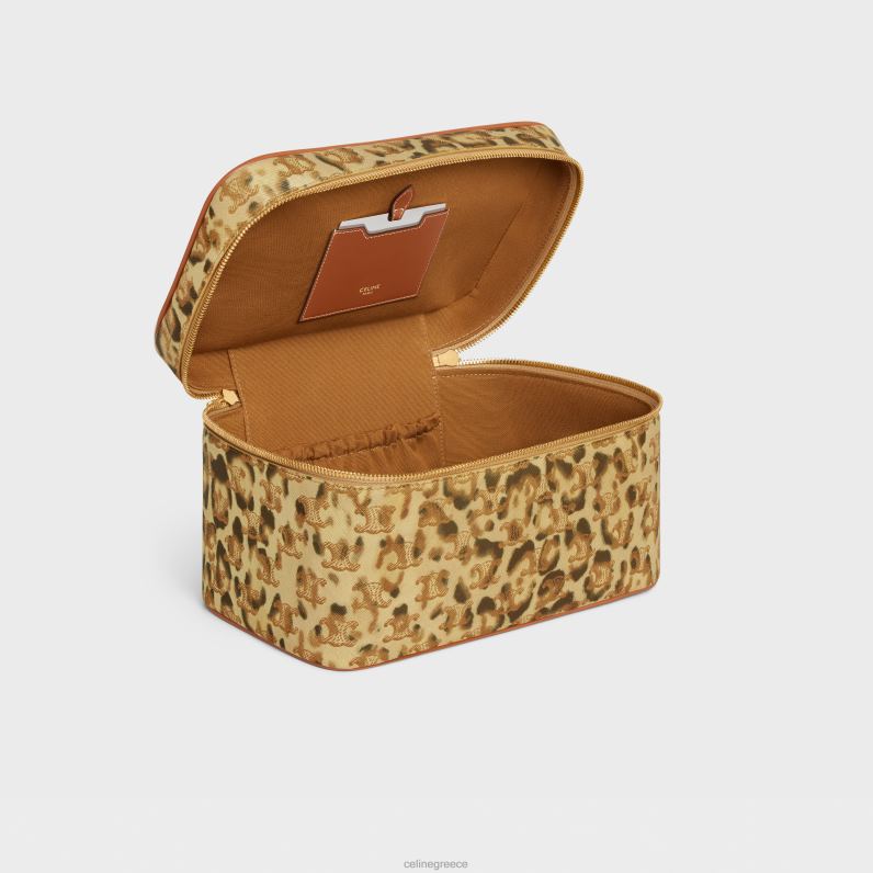 νεσεσέρ ταξιδιού σε καμβά triomphe με στάμπα & δέρμα μοσχαριού άνδρες CELINE 640PT1567 αξεσουάρ λεοπάρδαλη