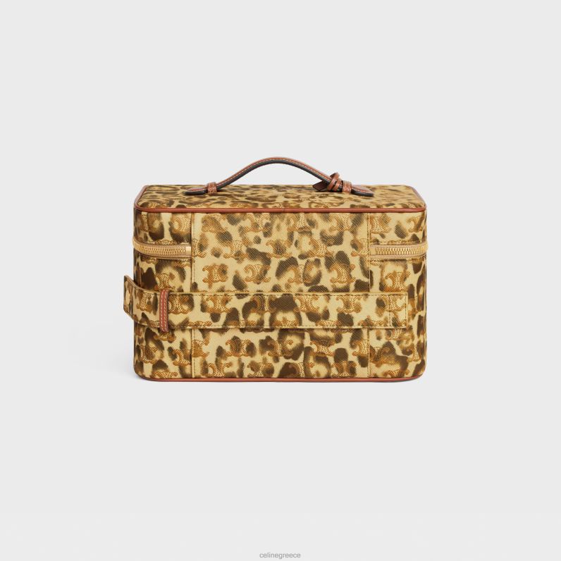 νεσεσέρ ταξιδιού σε καμβά triomphe με στάμπα & δέρμα μοσχαριού άνδρες CELINE 640PT1567 αξεσουάρ λεοπάρδαλη