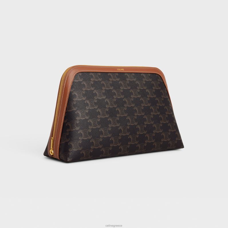 μεγάλη θήκη καλλυντικών σε καμβά triomphe & δέρμα μοσχαριού άνδρες CELINE 640PT1571 αξεσουάρ βυρσοδέψω