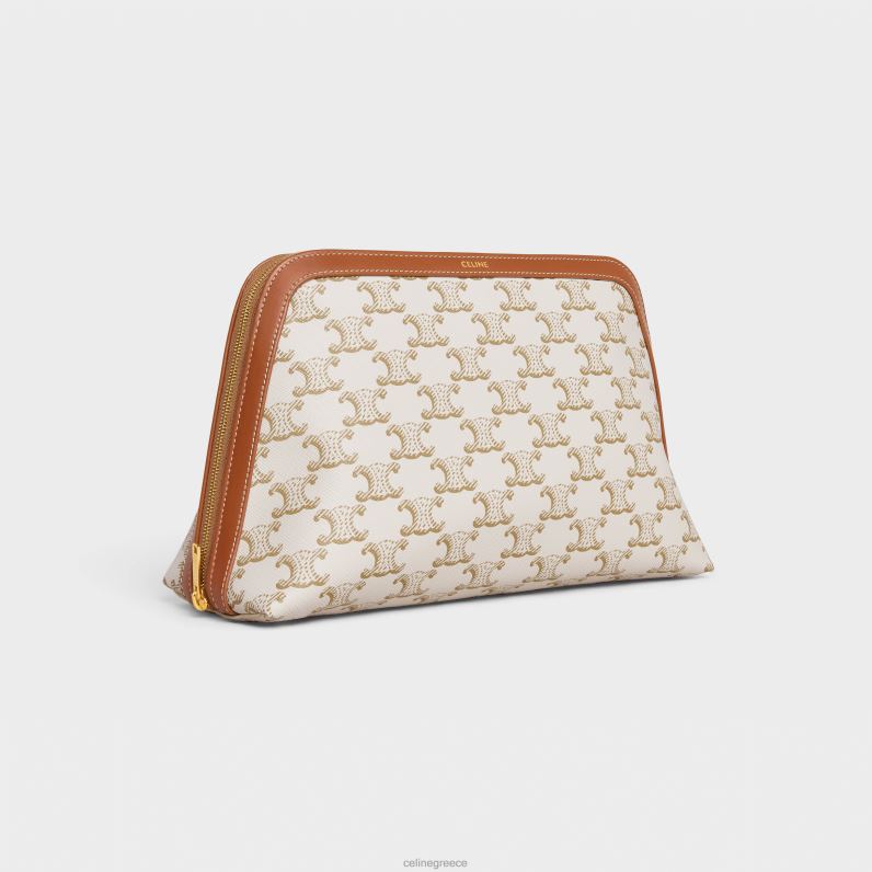 μεγάλη θήκη καλλυντικών σε καμβά triomphe & δέρμα μοσχαριού άνδρες CELINE 640PT1574 αξεσουάρ άσπρο