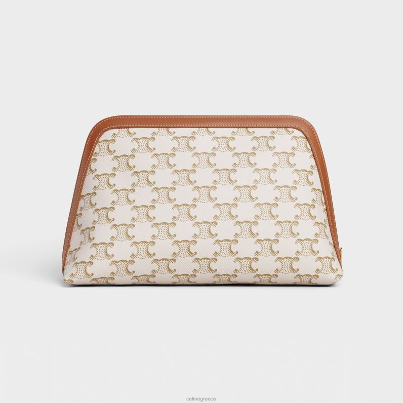 μεγάλη θήκη καλλυντικών σε καμβά triomphe & δέρμα μοσχαριού άνδρες CELINE 640PT1574 αξεσουάρ άσπρο