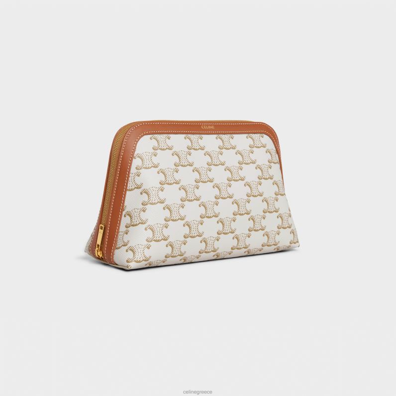μεσαία θήκη καλλυντικών σε καμβά triomphe & δέρμα μοσχαριού άνδρες CELINE 640PT1575 αξεσουάρ άσπρο