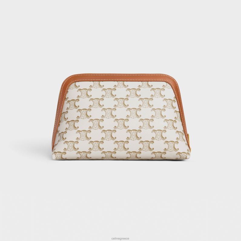 μεσαία θήκη καλλυντικών σε καμβά triomphe & δέρμα μοσχαριού άνδρες CELINE 640PT1575 αξεσουάρ άσπρο