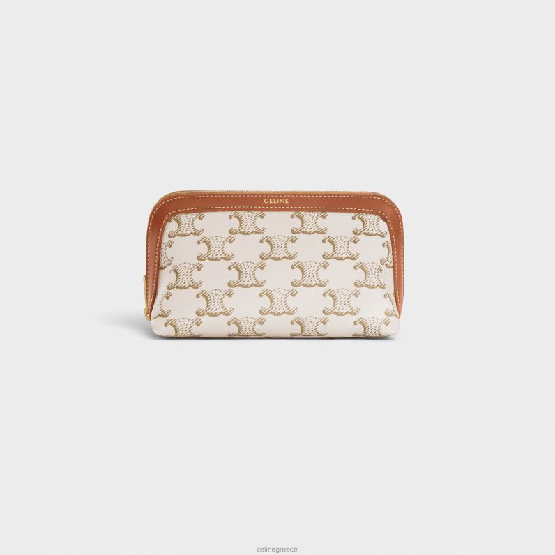 μικρή θήκη καλλυντικών σε καμβά triomphe & δέρμα μοσχαριού άνδρες CELINE 640PT1576 αξεσουάρ άσπρο