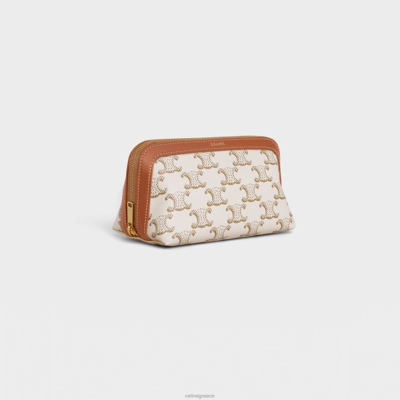 μικρή θήκη καλλυντικών σε καμβά triomphe & δέρμα μοσχαριού άνδρες CELINE 640PT1576 αξεσουάρ άσπρο