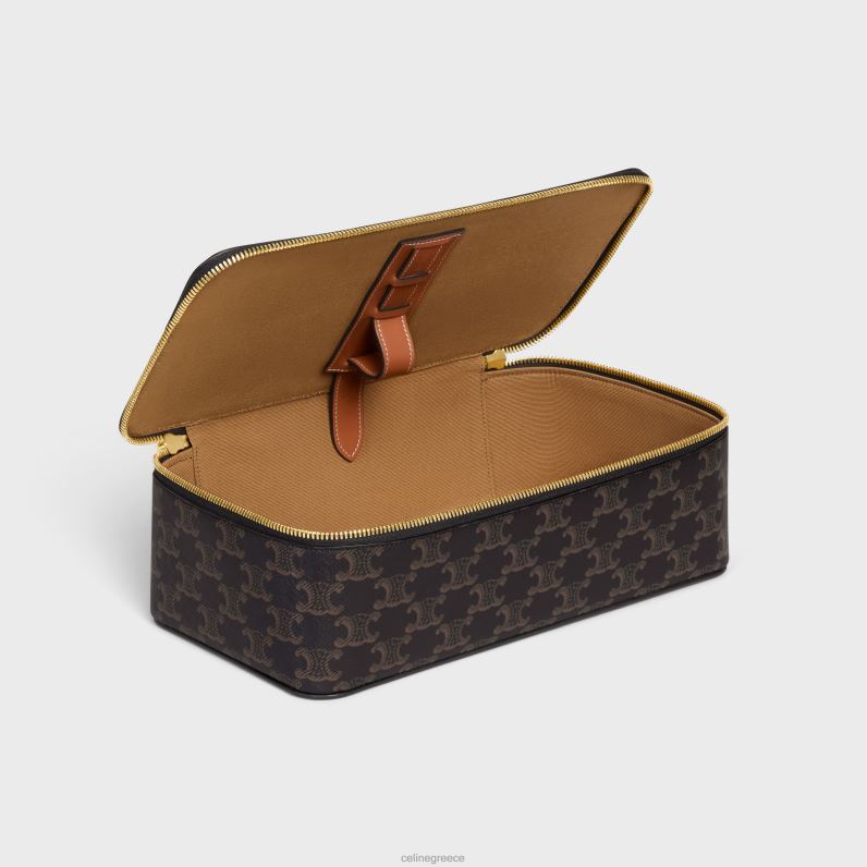 επάνω λαβή μεγάλη θήκη περιποίησης σε καμβά triomphe & δέρμα μοσχαριού άνδρες CELINE 640PT1589 αξεσουάρ βυρσοδέψω