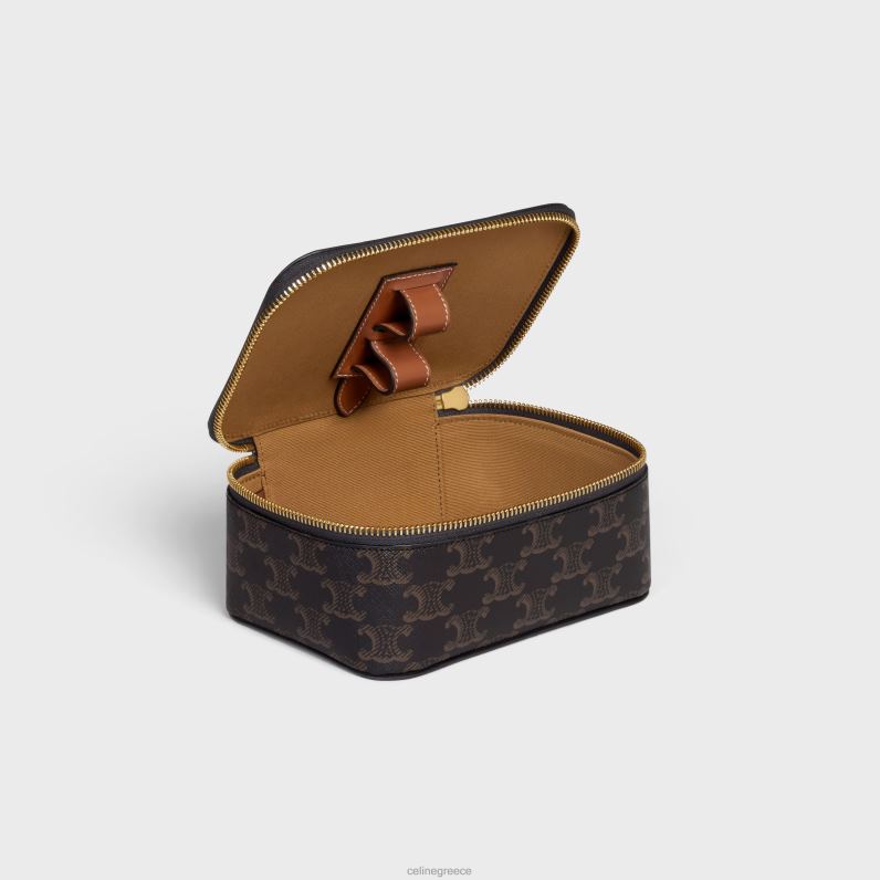 επάνω λαβή μικρή θήκη περιποίησης σε καμβά triomphe & δέρμα μοσχαριού άνδρες CELINE 640PT1590 αξεσουάρ βυρσοδέψω