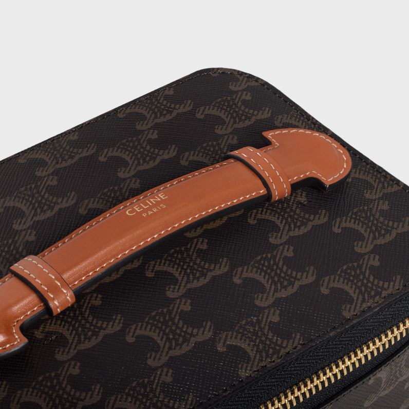 επάνω λαβή μικρή θήκη περιποίησης σε καμβά triomphe & δέρμα μοσχαριού άνδρες CELINE 640PT1590 αξεσουάρ βυρσοδέψω