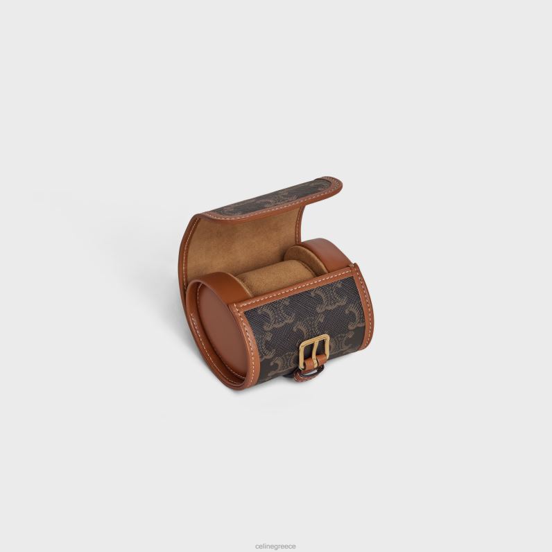 μονή θήκη ρολογιού σε καμβά triomphe & δέρμα μοσχαριού άνδρες CELINE 640PT1594 αξεσουάρ βυρσοδέψω