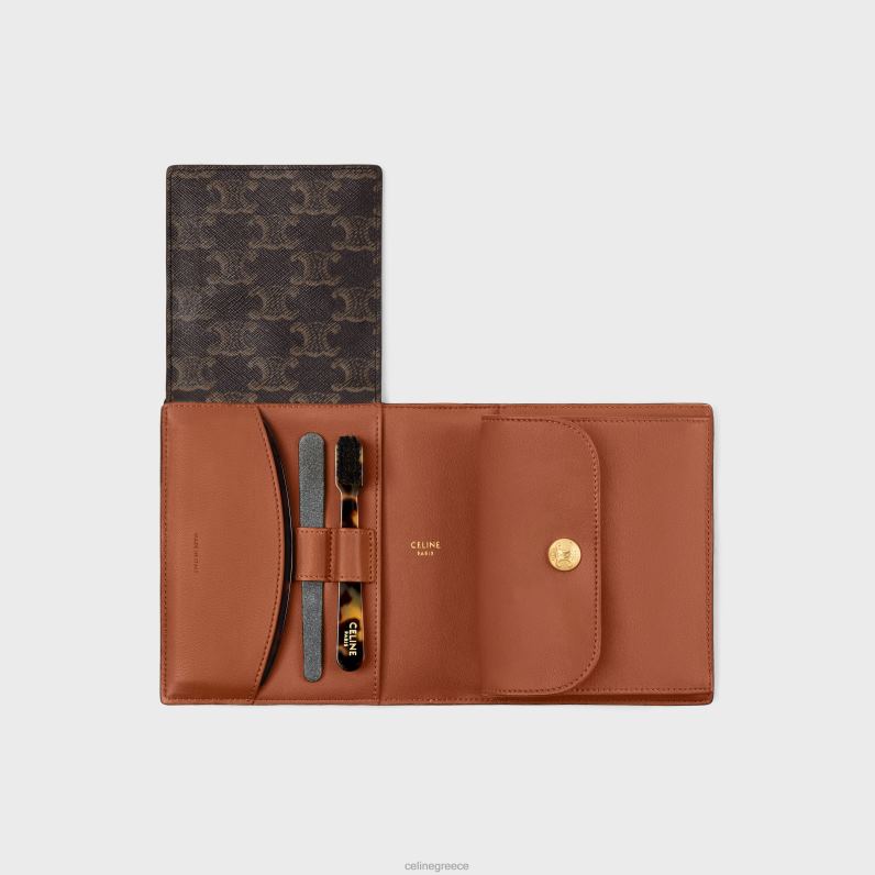 κιτ ταξιδιού σε καμβά triomphe & δέρμα μοσχαριού άνδρες CELINE 640PT1626 αξεσουάρ βυρσοδέψω