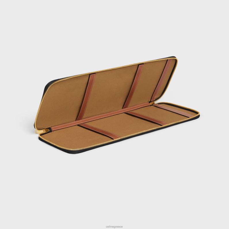 Θήκη γραβάτας σε καμβά triomphe & δέρμα μοσχαριού άνδρες CELINE 640PT1633 αξεσουάρ βυρσοδέψω