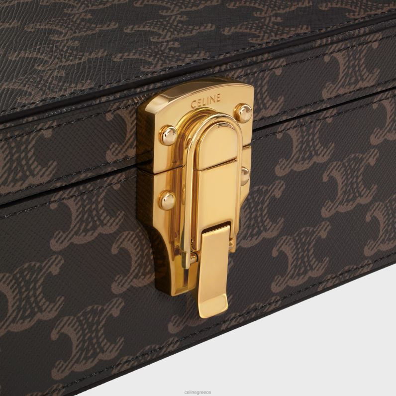 μικρή θήκη χαρτικών σε καμβά triomphe & δέρμα μοσχαριού άνδρες CELINE 640PT1637 αξεσουάρ βυρσοδέψω