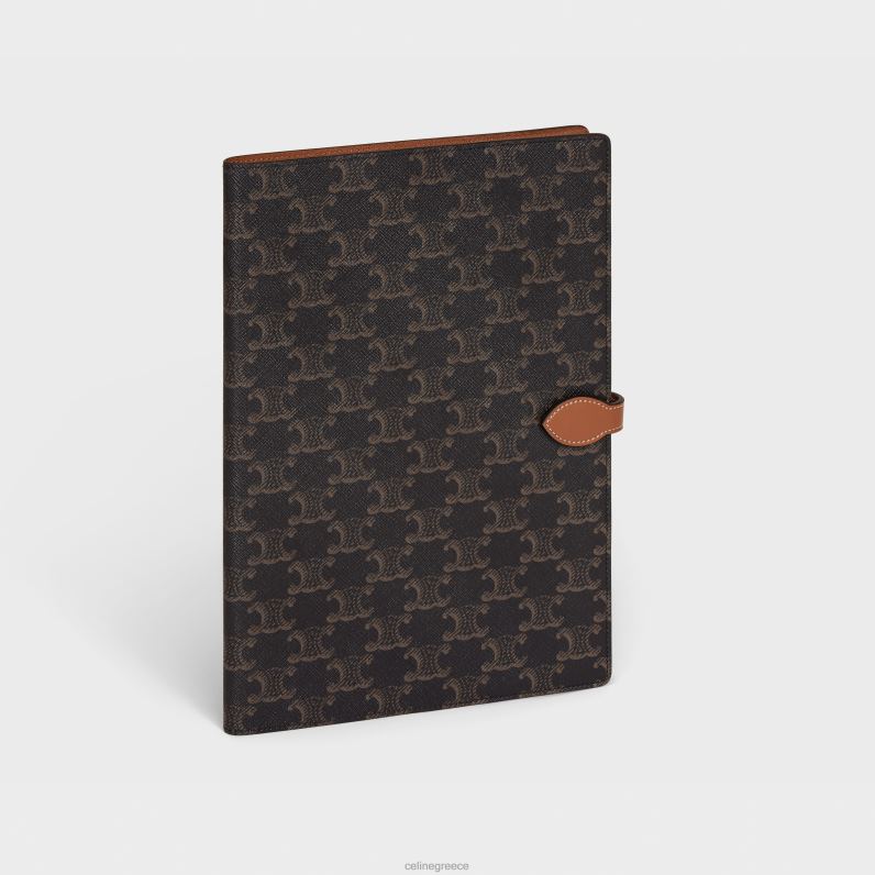 μεγάλο εξώφυλλο σημειωματάριου σε καμβά triomphe & δέρμα μοσχαριού άνδρες CELINE 640PT1640 αξεσουάρ βυρσοδέψω
