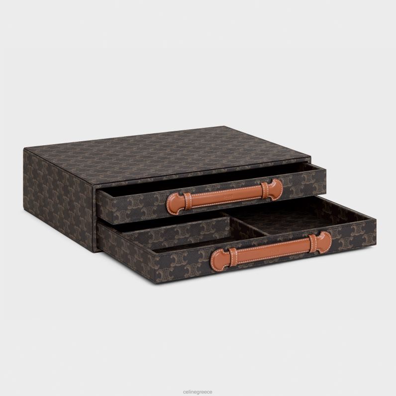 θήκη χαρτικών σε καμβά triomphe & δέρμα μοσχαριού άνδρες CELINE 640PT1653 αξεσουάρ βυρσοδέψω