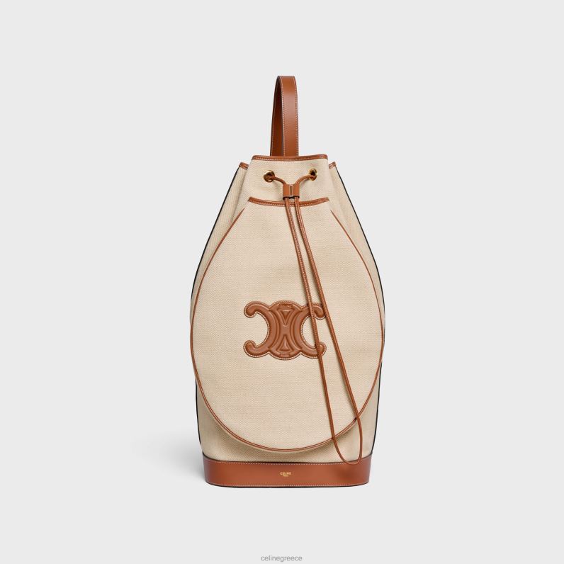 Τσάντα τένις triomphe σε ύφασμα και δέρμα μοσχαριού άνδρες CELINE 640PT1688 αξεσουάρ φυσικός/μαύρισμα