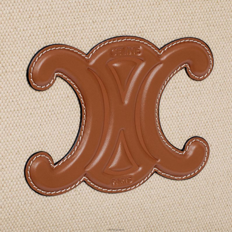 Τσάντα τένις triomphe σε ύφασμα και δέρμα μοσχαριού άνδρες CELINE 640PT1688 αξεσουάρ φυσικός/μαύρισμα