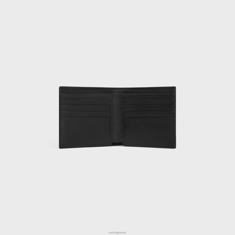 δίπτυχο πορτοφόλι από δέρμα μοσχαριού με ανάγλυφο θρίαμβο άνδρες CELINE 640PT2111 αξεσουάρ μαύρος