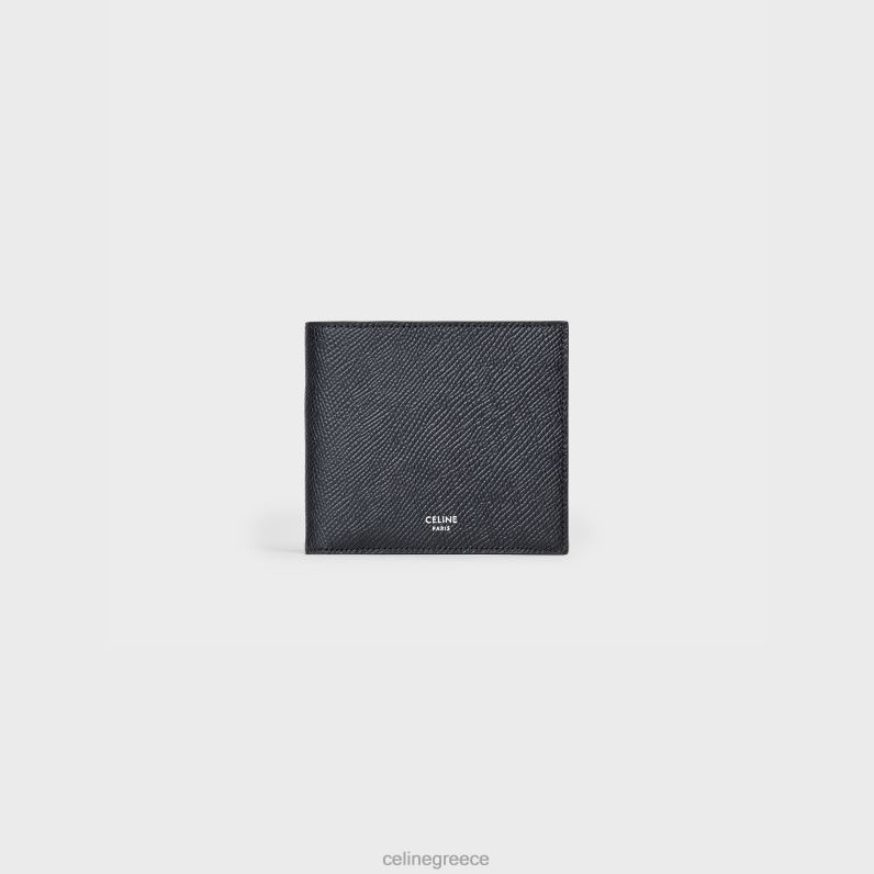 δίπτυχο πορτοφόλι με θήκη για νομίσματα από δέρμα μοσχαριού άνδρες CELINE 640PT2159 αξεσουάρ μαύρος