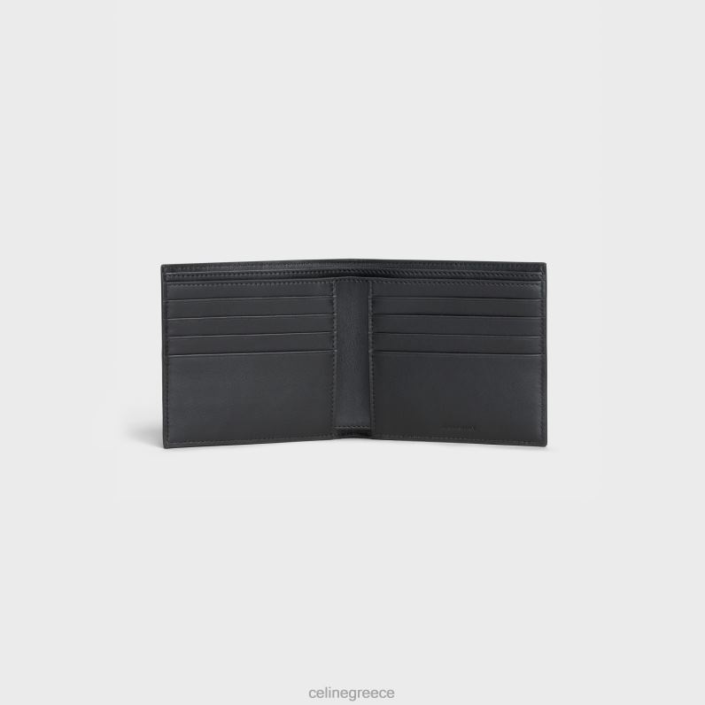 δίπτυχο πορτοφόλι από δέρμα μοσχαριού άνδρες CELINE 640PT2161 αξεσουάρ μαύρος