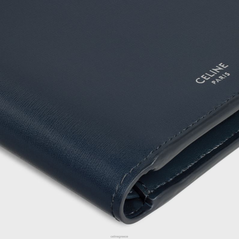 δίπτυχο πορτοφόλι από γυαλιστερό δέρμα μοσχαριού άνδρες CELINE 640PT2162 αξεσουάρ bleu sacre