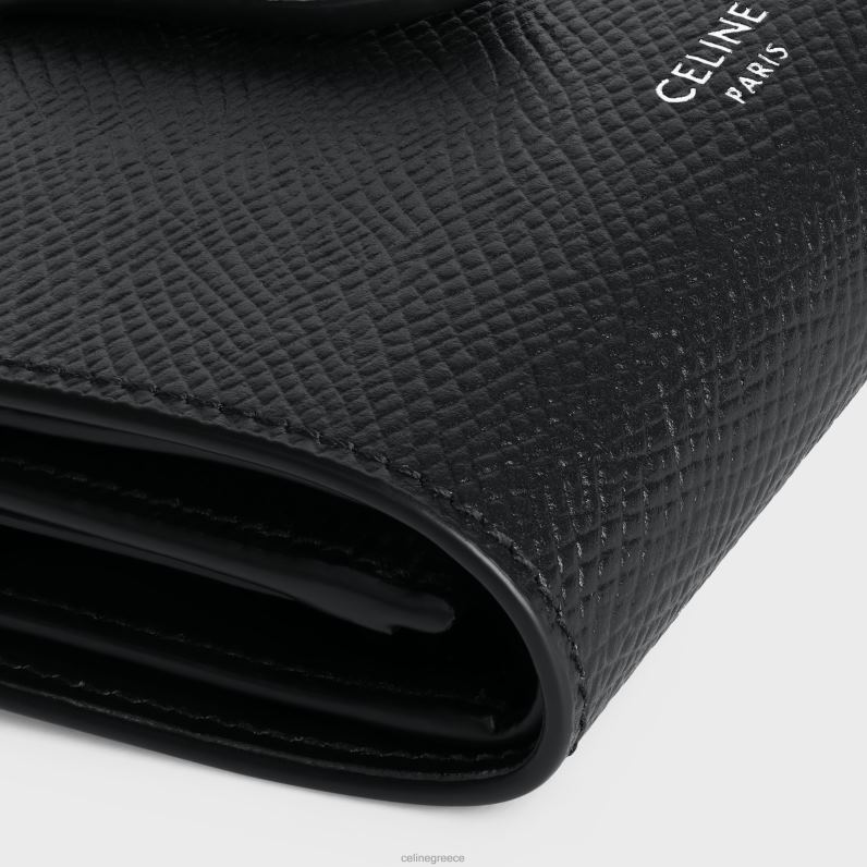 πορτοφόλι με λεπτό λουράκι από δέρμα μοσχαριού άνδρες CELINE 640PT2165 αξεσουάρ μαύρος