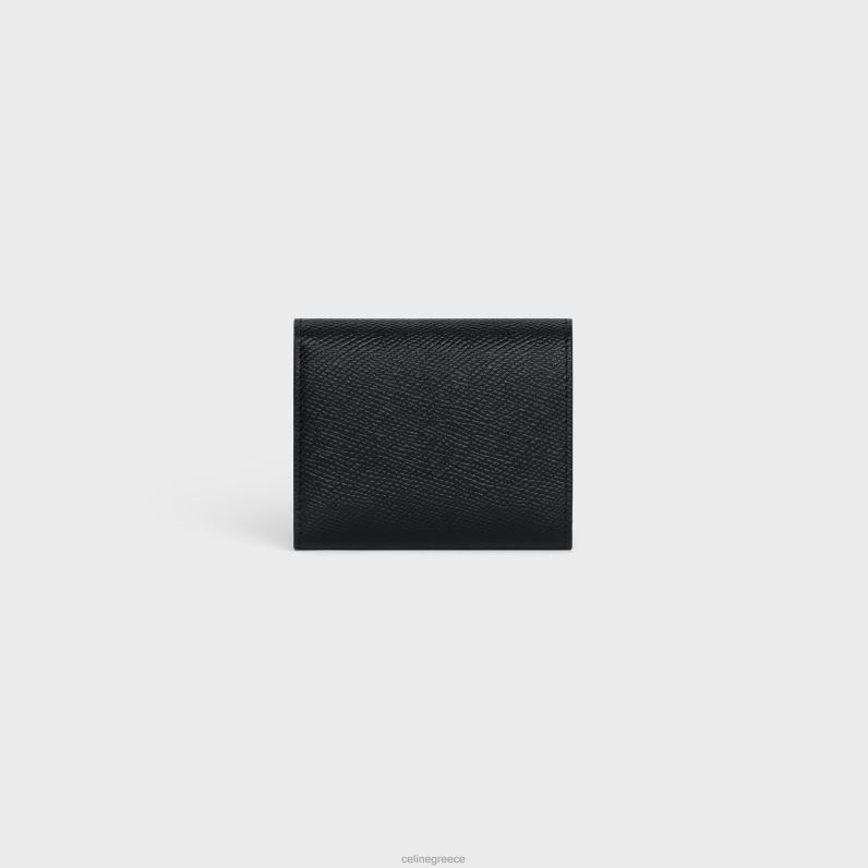 μικρό τρίπτυχο πορτοφόλι από δέρμα μοσχαριού άνδρες CELINE 640PT2166 αξεσουάρ μαύρος